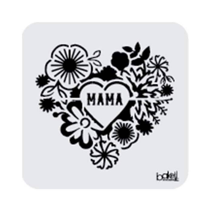 Mom & MAMA Floral Heart Stencil - 2 PC SET-Stencils-bakell