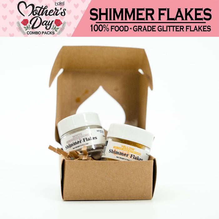 Mother's Day edible flakes combo with yellow and white shimmer flakes in a brown gift box.