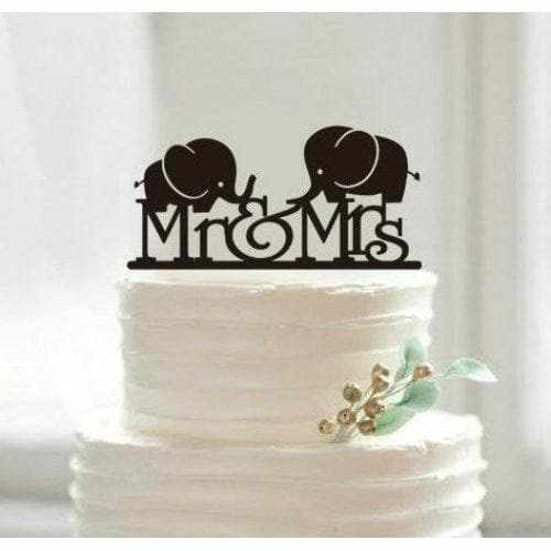 Mr and Mrs Love Elephants Wedding Cake Topper | Bakell