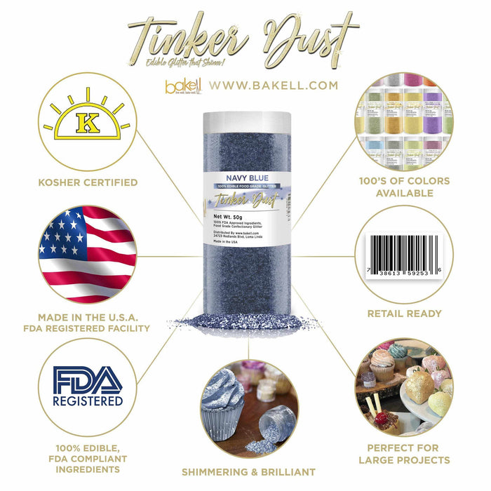 Navy Blue Tinker Dust, Bulk | #1 Site for Edible Glitters & Dusts