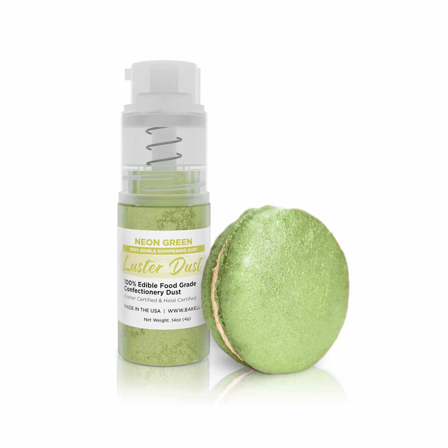 New! Minatare Luster Dust Spray Pump | 4g Neon Green Edible Glitter