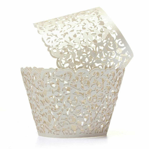 Bulk Off-White Lace Floral Cupcake Wrappers & Liners | Bakell.com