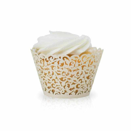 Bulk Off-White Lace Floral Cupcake Wrappers & Liners | Bakell.com