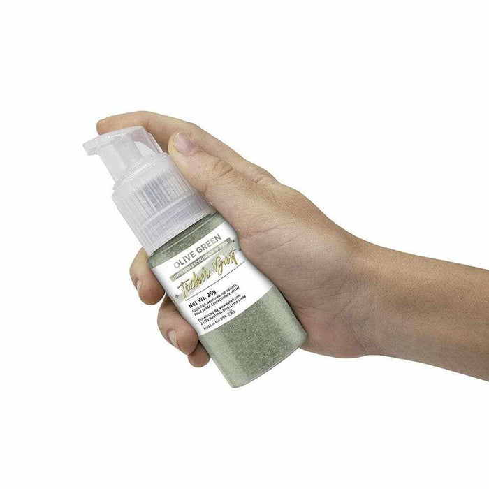 Olive Green Edible Glitter Spray 25g Pump | Tinker Dust | Bakell