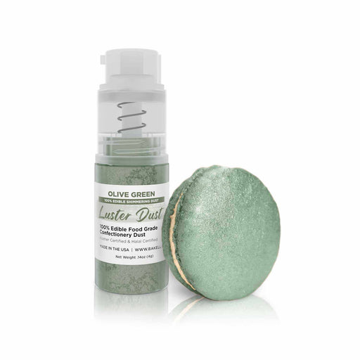 New! Miniature Luster Dust Spray Pump | 4g Olive Green Edible Glitter