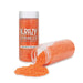Krazy Sprinkles orange pearl mini sprinkle beads in two clear containers, one upright and one spilling.
