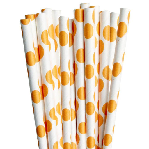 Orange Polka Dot Cake Pop Party Straws-Cake Pop Straws-bakell