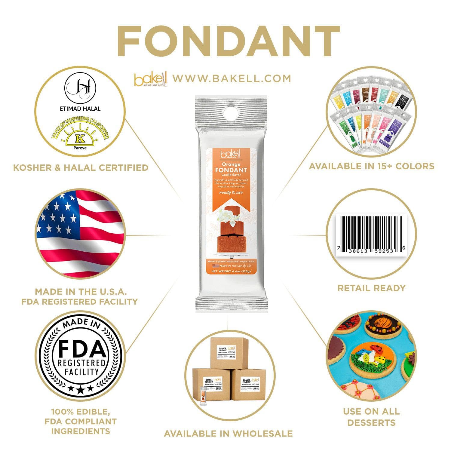 Buy Orange Vanilla Fondant 4oz - Best Tasting - Bakell