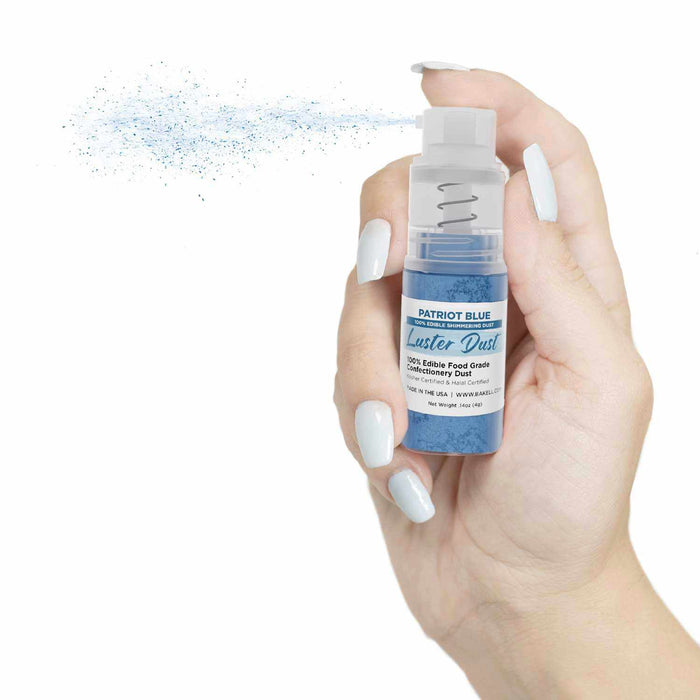 New! Miniature Luster Dust Spray Pump | 4g Patriot Blue Edible Glitter