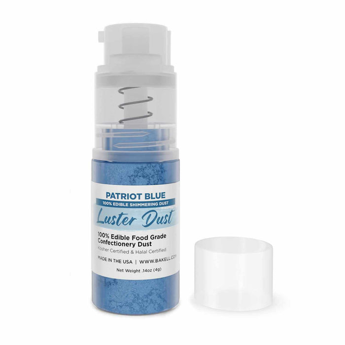 New! Miniature Luster Dust Spray Pump | 4g Patriot Blue Edible Glitter