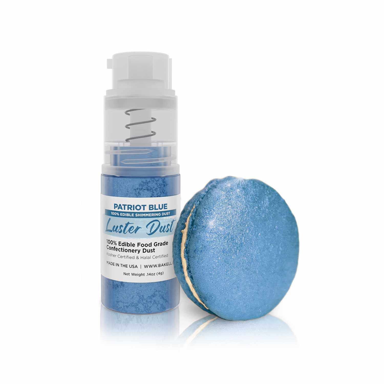 New! Miniature Luster Dust Spray Pump | 4g Patriot Blue Edible Glitter