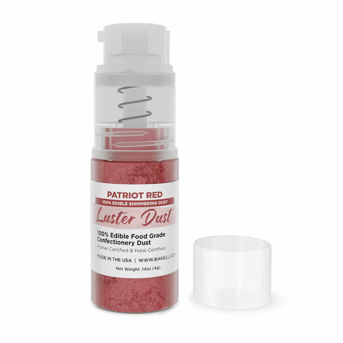 New! Miniature Luster Dust Spray Pump | 4g Patriot Red Edible Glitter