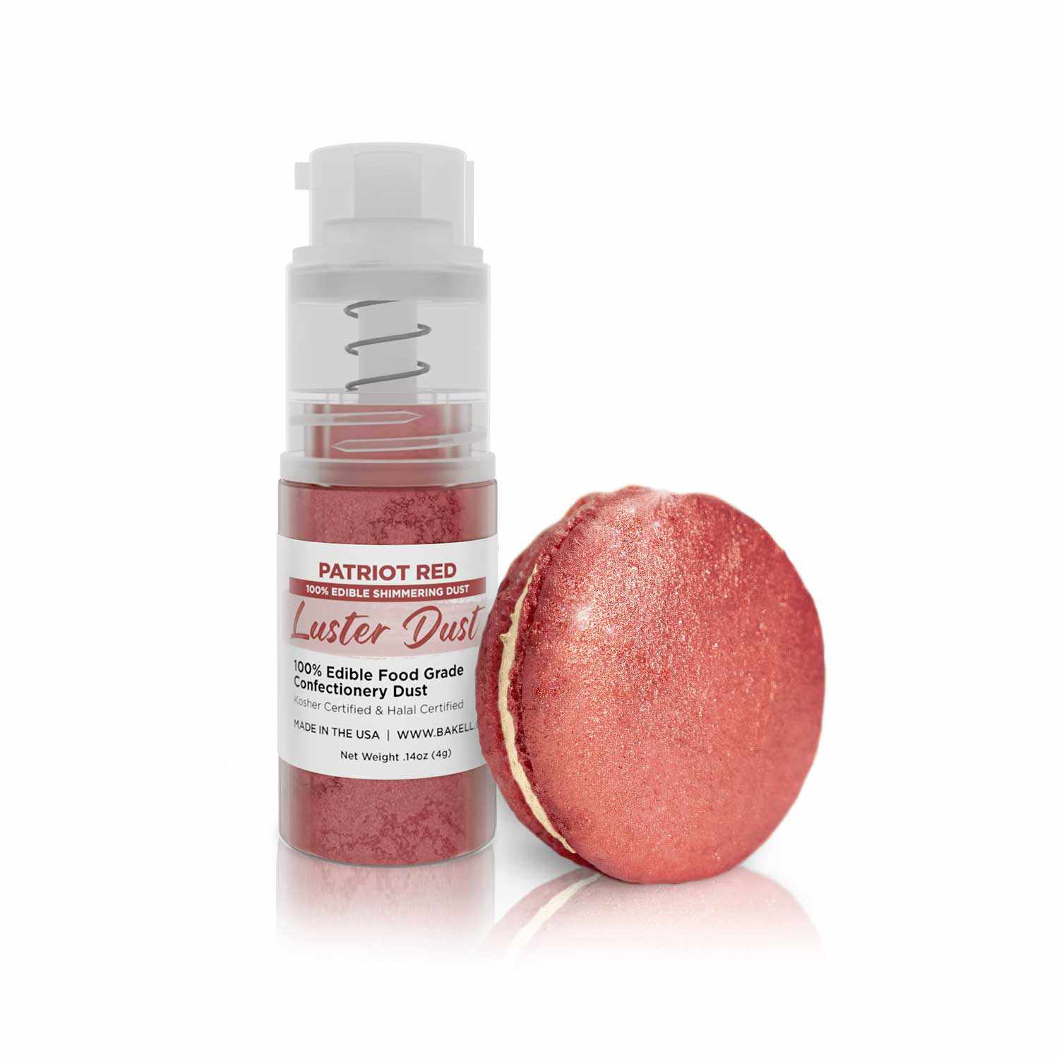 New! Miniature Luster Dust Spray Pump | 4g Patriot Red Edible Glitter