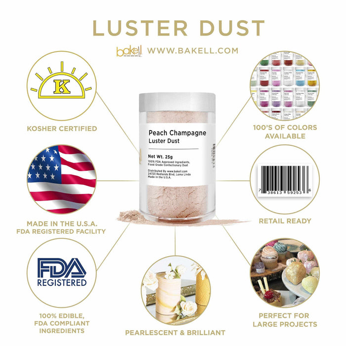 Peach Champagne Luster Dust | Wholesale | Bakell