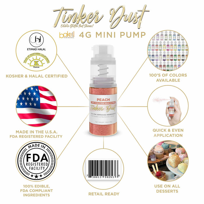 Peach Tinker Dust Wholesale Edible Glitter | 4g Spray Pumps Discounted