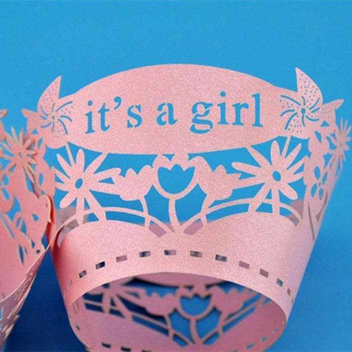 Peachy-Pink Baby Shower "It's a Girl" Cupcake Wrappers & Liners  | Bakell® Baking Products