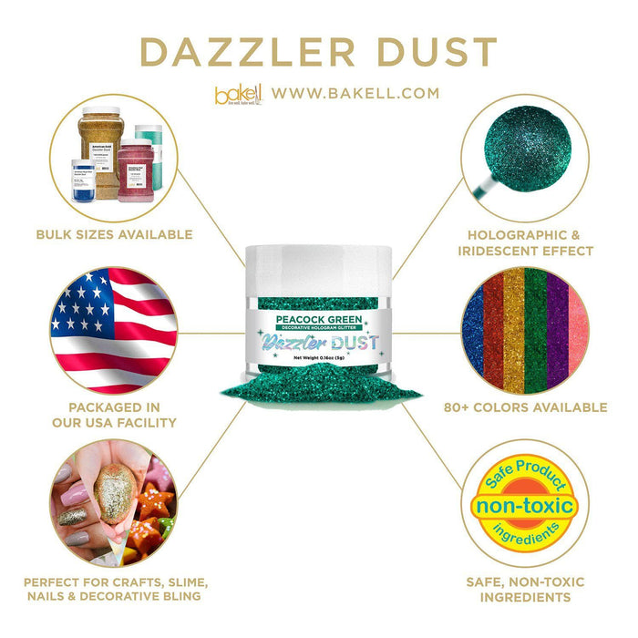 Peacock Green Dazzler Dust® 5 Gram Jar-Dazzler Dust_5G_Google Feed-bakell