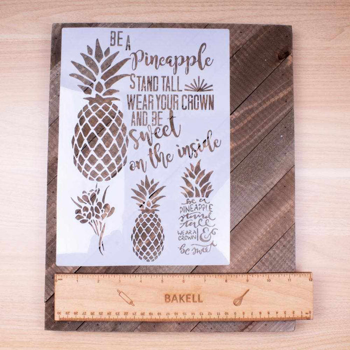 Pineapple Flower Quote Stencil, 11.5x8 Inch-bakell