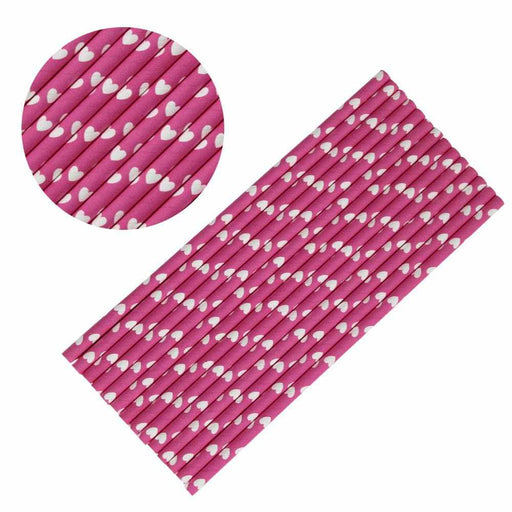 Pink and White Heart Polka Dot Cake Pop Party Straws-Cake Pop Straws-bakell