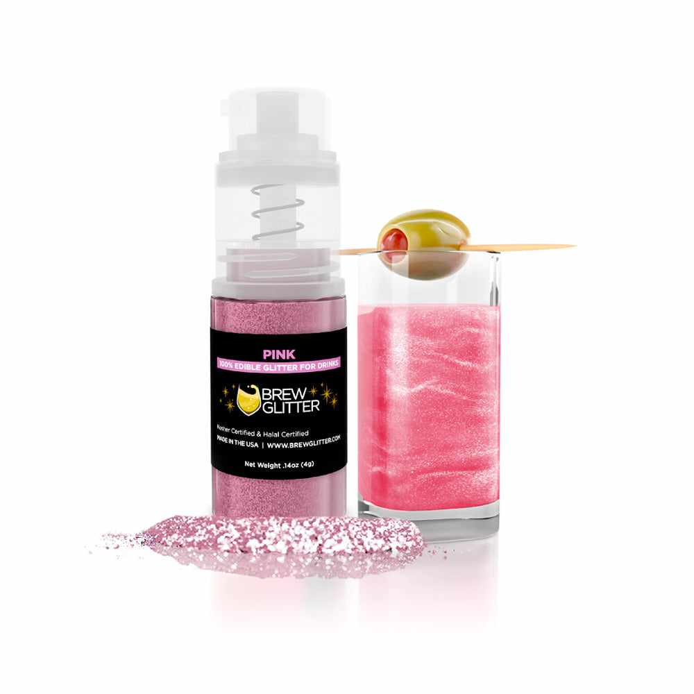 Barrel Roll Bar Essentials Pink Cocktail Glitter - Sparkly Edible Glitter  for Drinks – Pink Glitter Drink Dust for Mixed Drinks, Champagne, Beer 