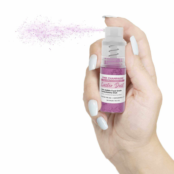 New! Miniature Luster Dust Spray Pump | 4g Pink Champagne Edible Glitter