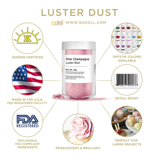 Pink Luster Dust | 100% Edible & Kosher Pareve | Wholesale | Bakell.com