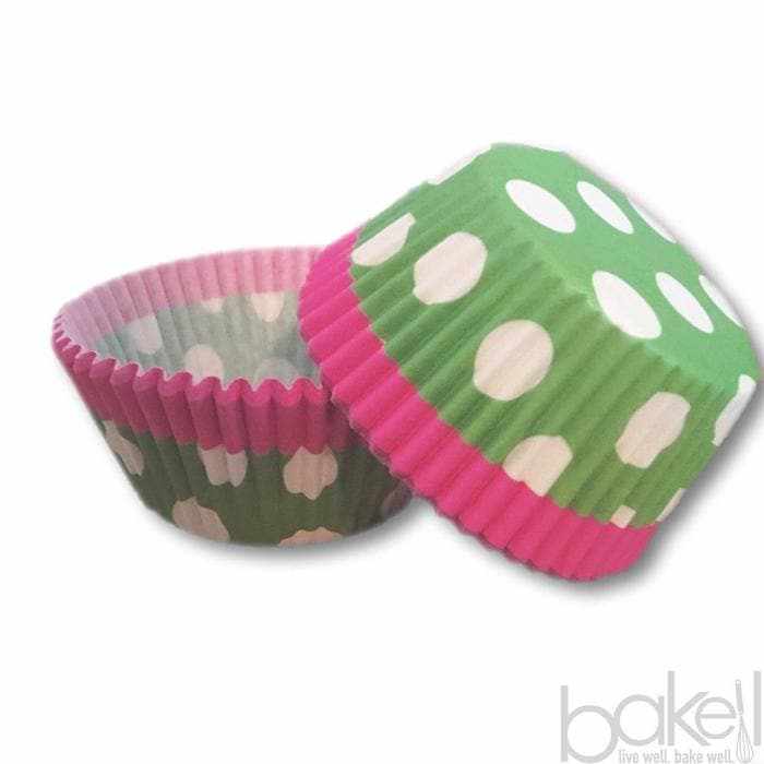Pink, Green & White Polka Dot Standard Size Cupcake Wrappers & Liners  | Bakell® Baking Products