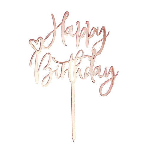 Pink Heart Cursive Happy Birthday | Birthday Cake Topper | Bakell