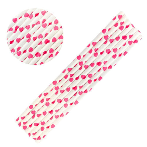 Pink Heart Polka Dot Cake Pop Party Straws | Bulk Sizes-Cake Pop Straws_Bulk-bakell