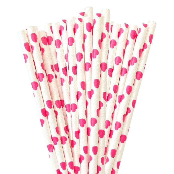 Pink Heart Polka Dot Cake Pop Party Straws | Bakell