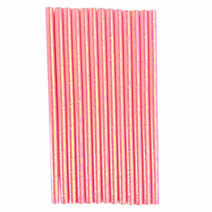 Pink Iridescent Cake Pop Party Straws | Bakell