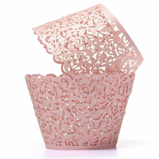 Bulk Pink Lace & Vine Pattern Cupcake Wrappers & Liners | Bakell.com