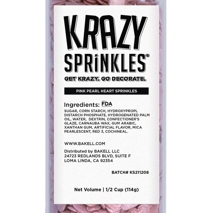 Pink Pearl Heart Shapes | Bulk Size Krazy Sprinkles | Bakell