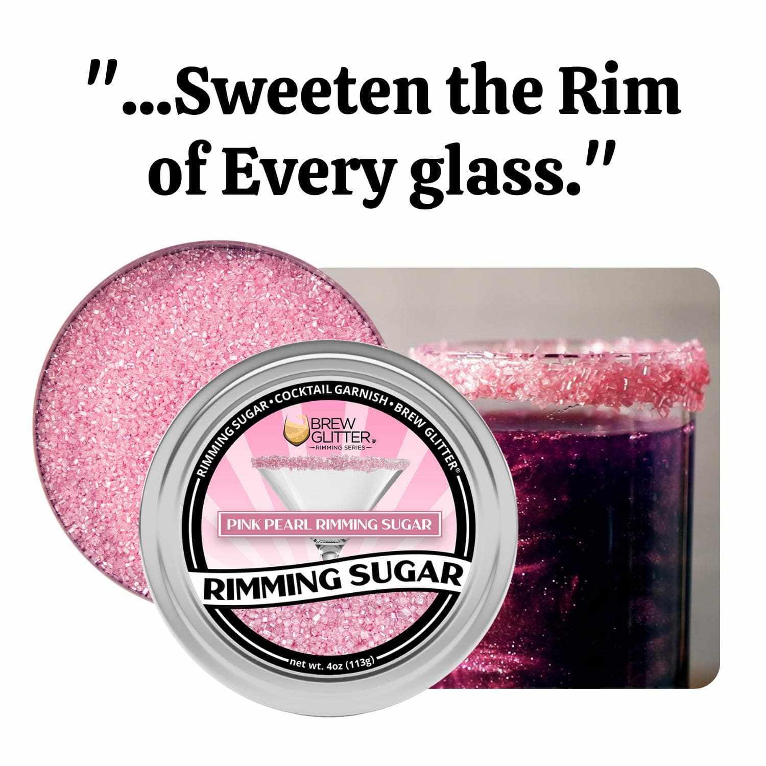 Buy Pink Pearl Rimming Sugar For Cocktails - Pink Sugar - Bakell