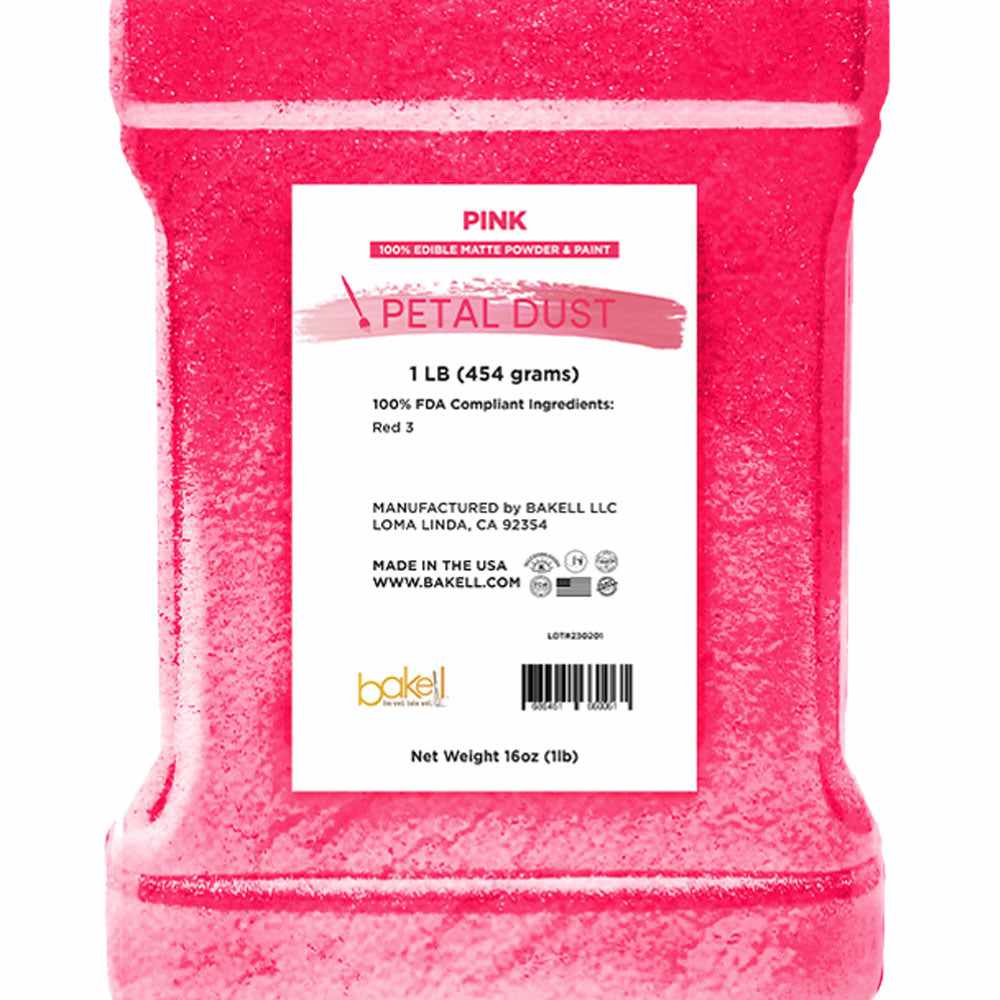 Close up front view of 1 pound Pink Food Coloring container. | bakell.com