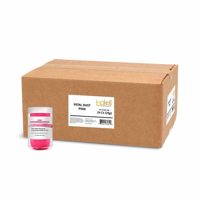 Front view of Pink Food Coloring 25 gram jar, with a Wholesale box behind it. | bakell.com