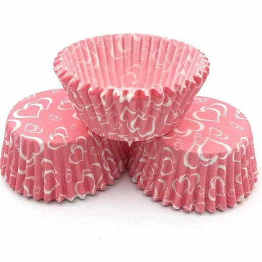 Pink & White Heart Pattern Standard Size Cupcake Wrappers & Liners  | Bakell® Baking Products