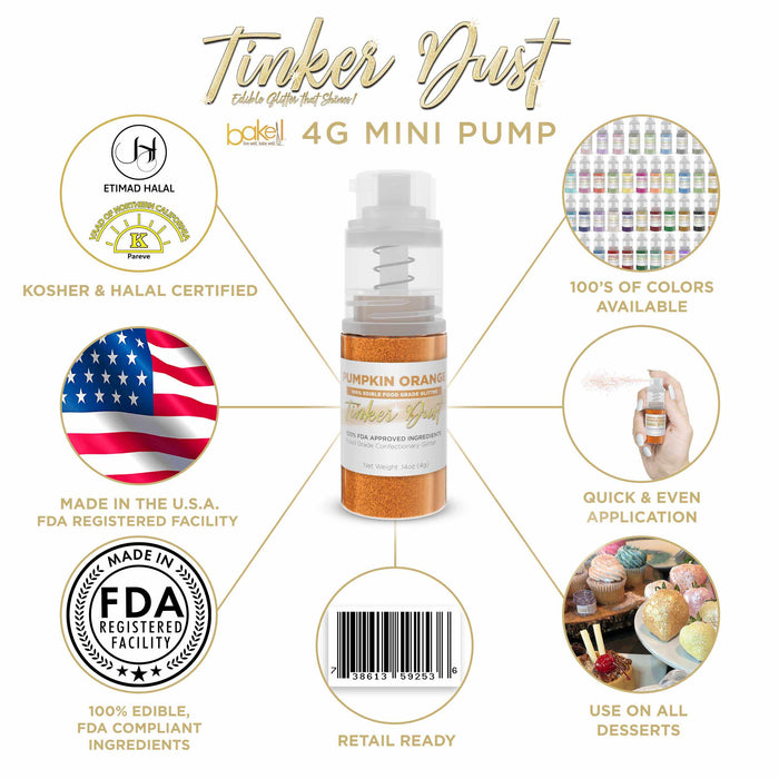Buy Pumpkin Orange Edible Glitter Spray 4g Pump | Tinker Dust® | Bakell