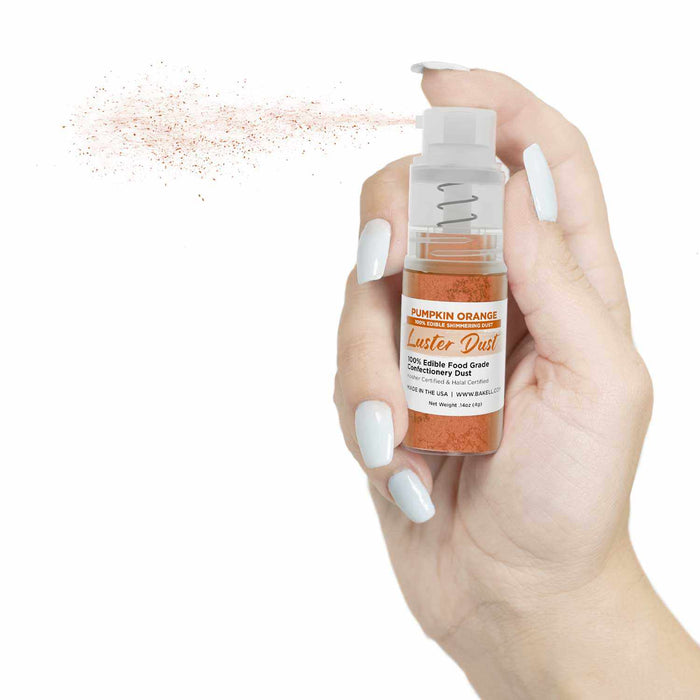 New! Miniature Luster Dust Spray Pump | 4g Pumpkin Orange Edible Glitter