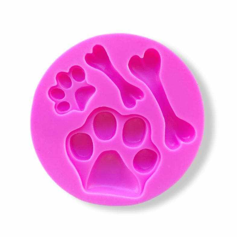 Dog and Puppy Paw Prints Decorating Silicone Mold | Bakell, Pink