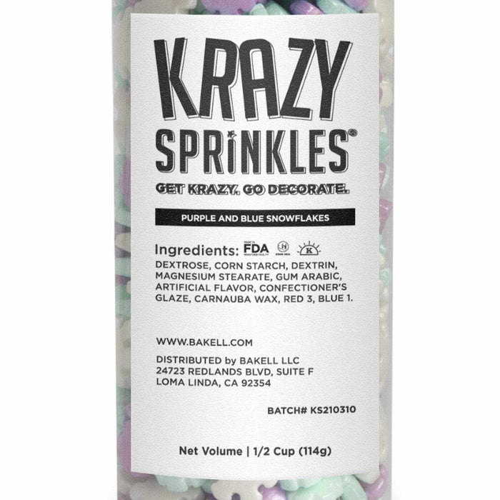 Purple and Blue Snowflake Shaped Sprinkles by Krazy Sprinkles® | Wholesale Sprinkles