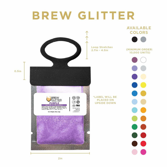 Purple Wholesale Brew Glitter Hang Tag Neckers | Bakell