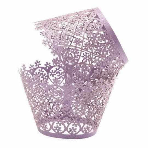 Bulk Purple Floral Lace Cupcake Wrappers & Liners | Bakell.com