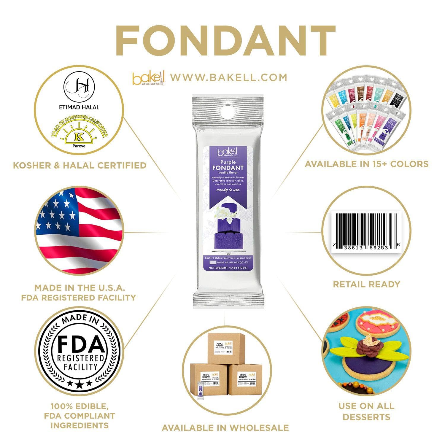 Buy Purple Vanilla Fondant 4oz - Delicious & Soft - Bakell