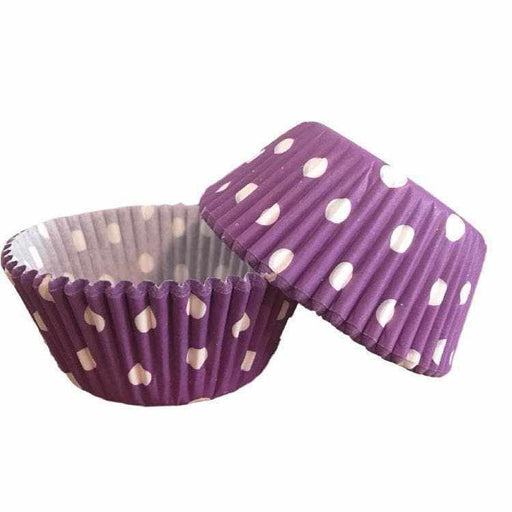 Purple & White Mini Polka Dot Standard Size Cupcake Wrappers & Liners, Bulk | Bakell