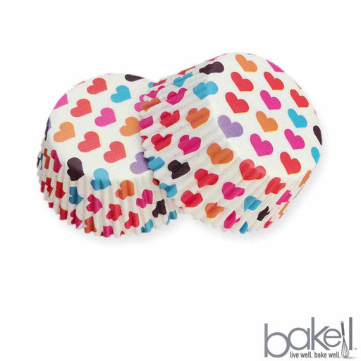 Bulk Rainbow Colored Hearts Pattern Cupcake Wrappers | Bakell.com
