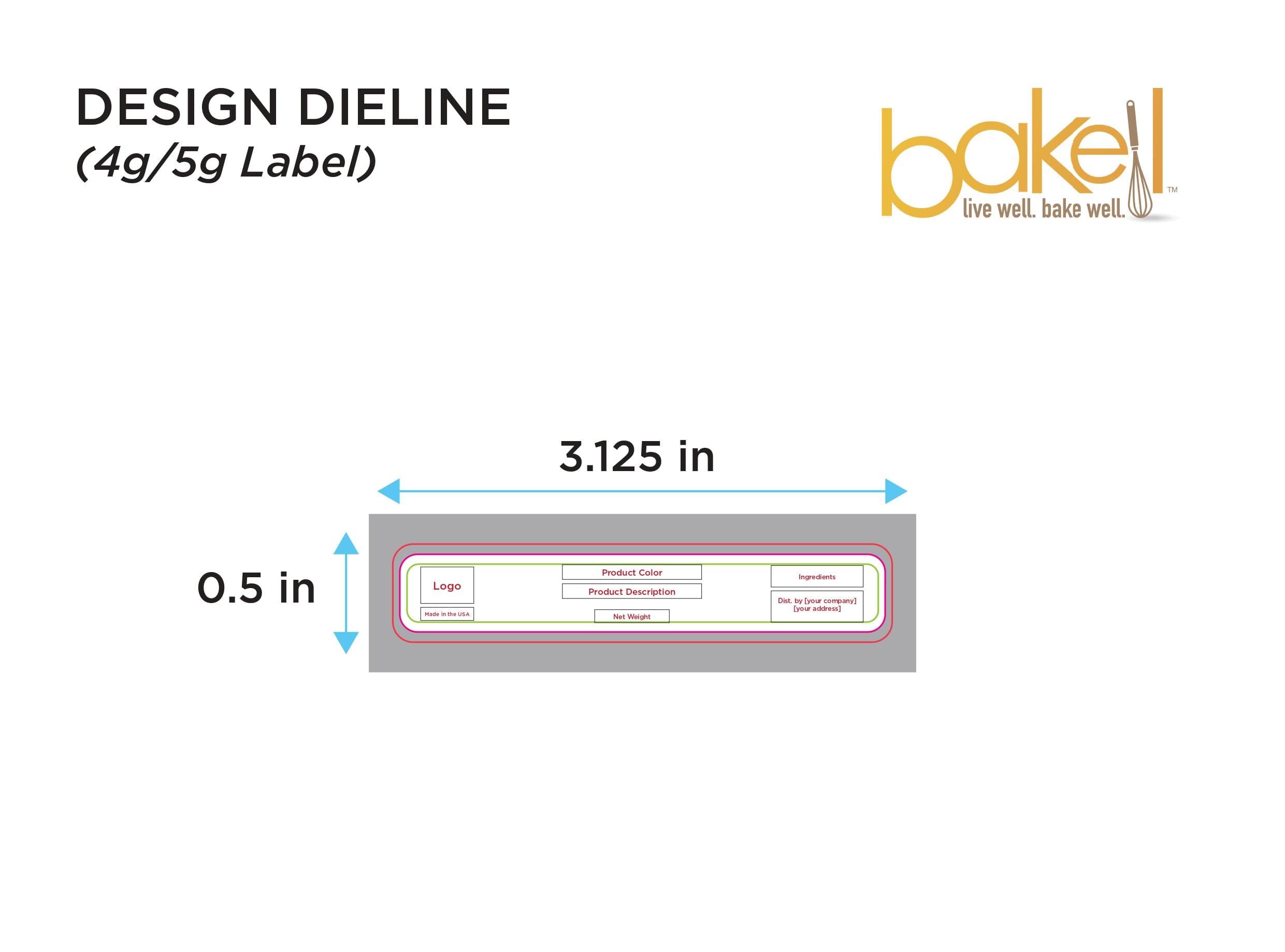 Infographic, showing the dimensions of a label | bakell.com