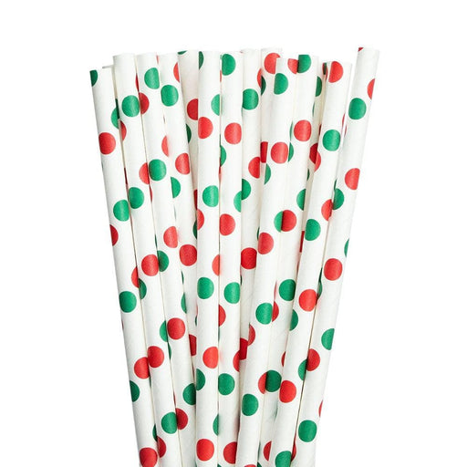 Red and Green Polka Dot Cake Pop Party Straws | Bulk Sizes-Cake Pop Straws_Bulk-bakell