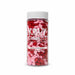 Front View of a Red and Pink Lips Shaped Sprinkles Jar. | bakell.com