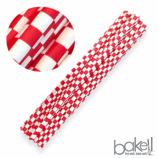 Red and White Checker Print Cake Pop Party Straws-Cake Pop Straws-bakell